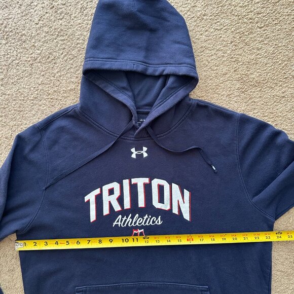 Under Armour Sweatshirt Mens Large Triton Athletics Blue Pullover Hoodie - Picture 8 of 10